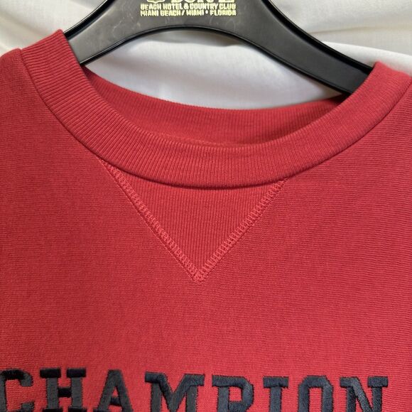 Vintage Champion‎ Athletic Sweatshirt Red Large Men Embroidered Logo Y2K Sweater - Picture 4 of 10